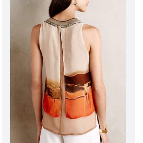 Anthropologie Blank London High Desert Shell Sleeveless Blouse Top Large - Picture 2 of 3